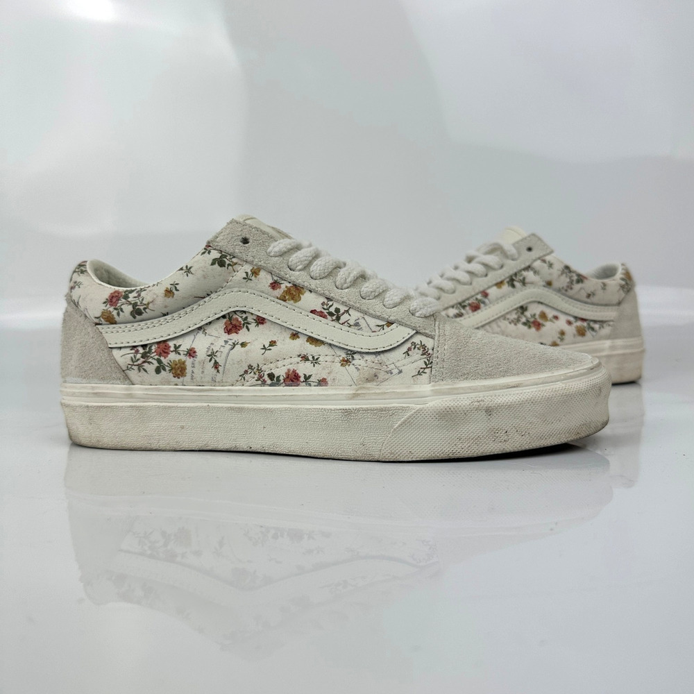 Vans Old Skool Vintage Floral Marshmallow Suede Sneakers Women's Size 8.5